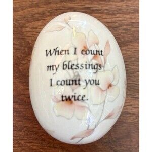 Vtg The Egg Lady Porcelain Egg Springtime Floral Decor When I Count My Blessings